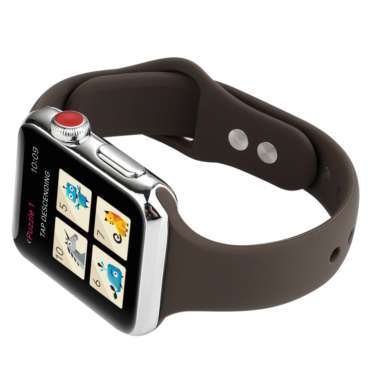 Lisslune | For Apple Watch 5 & 4 44mm / 3 & 2 & 1 42mm Thin Silicone Double Closure Watch Band (Cocoa)