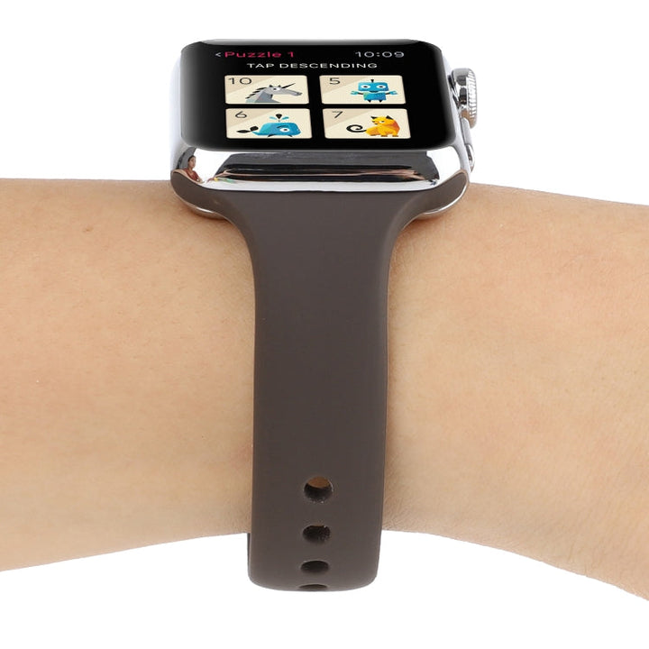 Lisslune | For Apple Watch 5 & 4 44mm / 3 & 2 & 1 42mm Thin Silicone Double Closure Watch Band (Cocoa)