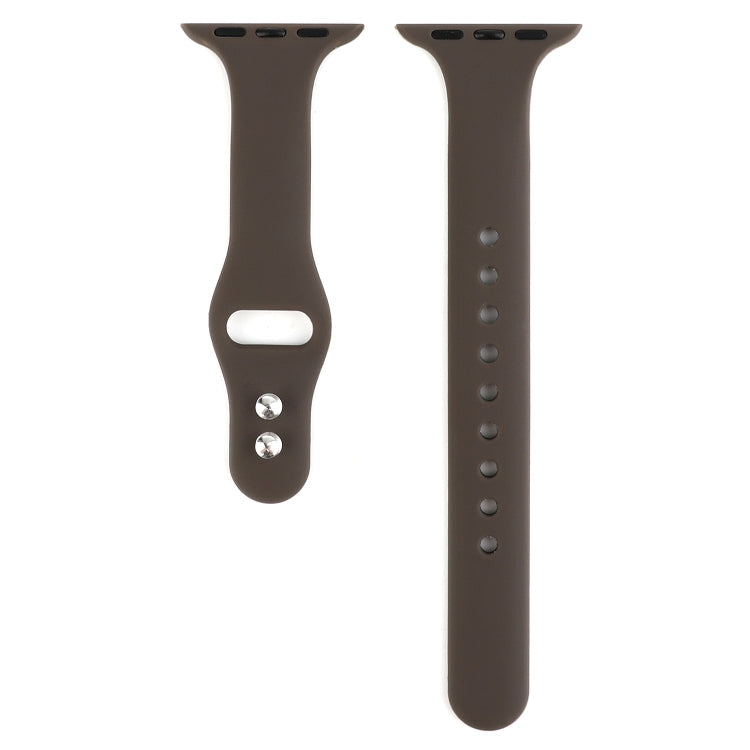 Lisslune | For Apple Watch 5 & 4 44mm / 3 & 2 & 1 42mm Thin Silicone Double Closure Watch Band (Cocoa)