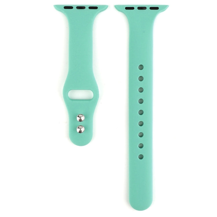 Lisslune | For Apple Watch 5 & 4 44mm / 3 & 2 & 1 42mm Thin Silicone Double Buckle Watch Band (Spearmint Green)