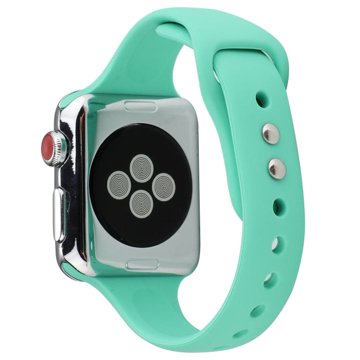 Lisslune | For Apple Watch 5 & 4 44mm / 3 & 2 & 1 42mm Thin Silicone Double Buckle Watch Band (Spearmint Green)