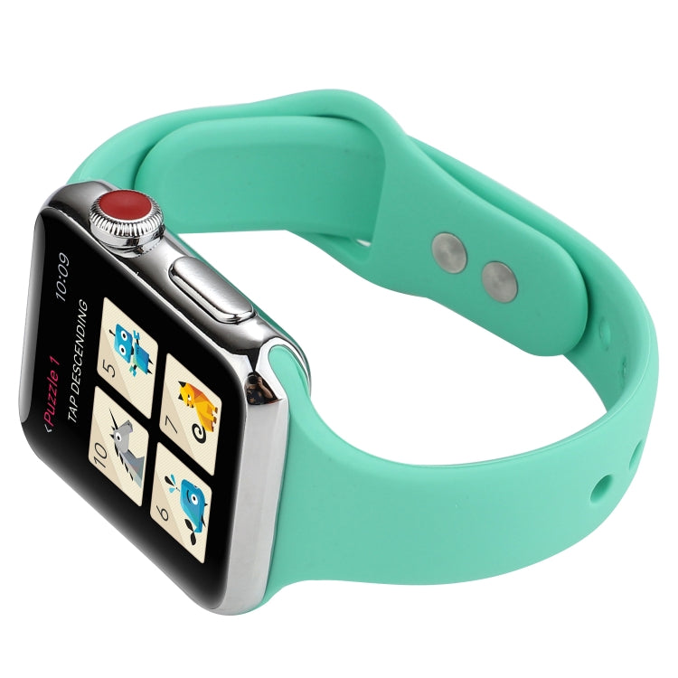 Lisslune | For Apple Watch 5 & 4 44mm / 3 & 2 & 1 42mm Thin Silicone Double Buckle Watch Band (Spearmint Green)