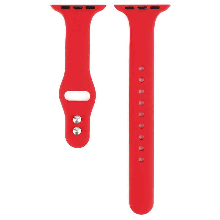 Lisslune | For Apple Watch 5 & 4 44mm / 3 & 2 & 1 42mm Thin Silicone Double Closure Watch Strap (Pink Red)