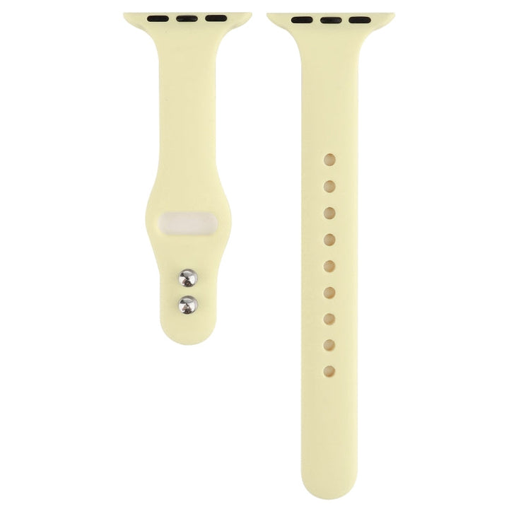 Lisslune | For Apple Watch 5 & 4 44mm / 3 & 2 & 1 42mm Thin Silicone Double Closure Watch Strap (Cream Yellow)