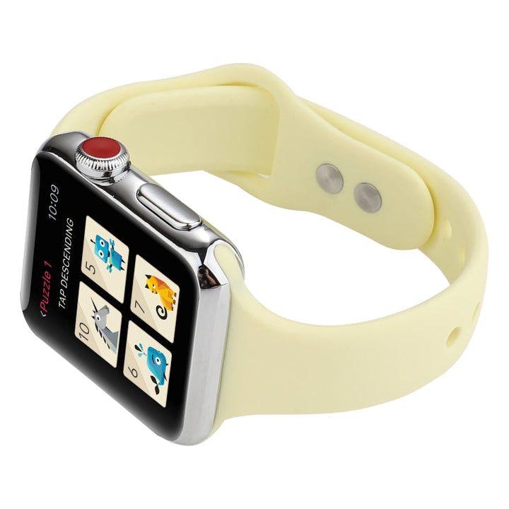 Lisslune | For Apple Watch 5 & 4 44mm / 3 & 2 & 1 42mm Thin Silicone Double Closure Watch Strap (Cream Yellow)