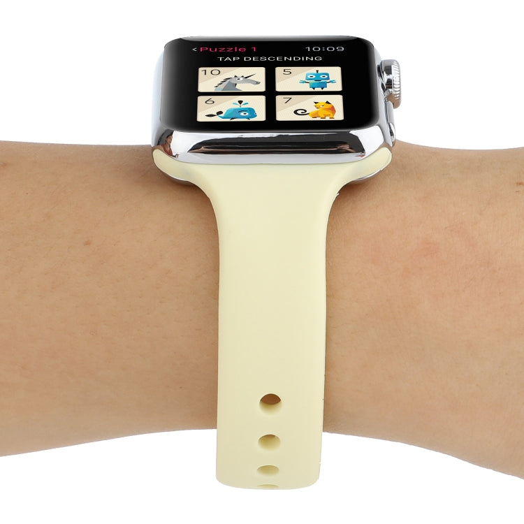 Lisslune | For Apple Watch 5 & 4 44mm / 3 & 2 & 1 42mm Thin Silicone Double Closure Watch Strap (Cream Yellow)
