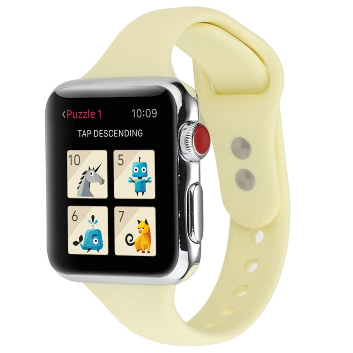 Lisslune | For Apple Watch 5 & 4 44mm / 3 & 2 & 1 42mm Thin Silicone Double Closure Watch Strap (Cream Yellow)