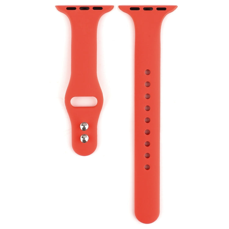 Lisslune | For Apple Watch 5 & 4 44mm / 3 & 2 & 1 42mm Thin Silicone Double Buckle Band (Coral Red)