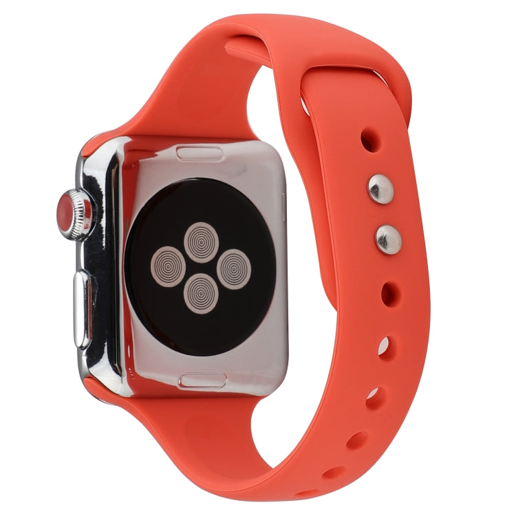 Lisslune | For Apple Watch 5 & 4 44mm / 3 & 2 & 1 42mm Thin Silicone Double Buckle Band (Coral Red)