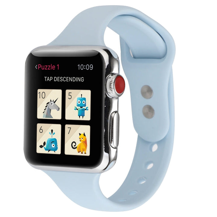 Lisslune | For Apple Watch 5 & 4 44mm / 3 & 2 & 1 42mm Thin Silicone Double Buckle Bracelet (Sky Blue)