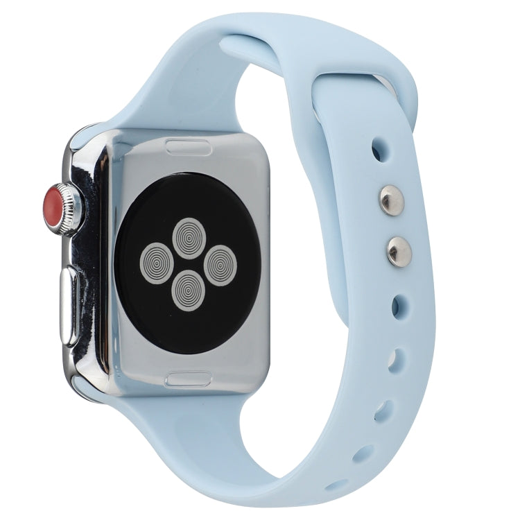 Lisslune | For Apple Watch 5 & 4 44mm / 3 & 2 & 1 42mm Thin Silicone Double Buckle Bracelet (Sky Blue)