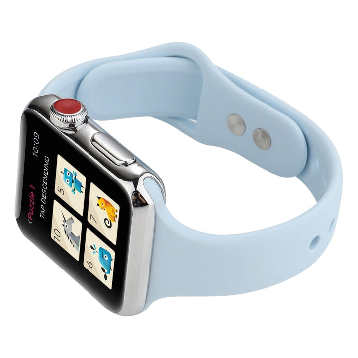 Lisslune | For Apple Watch 5 & 4 44mm / 3 & 2 & 1 42mm Thin Silicone Double Buckle Bracelet (Sky Blue)
