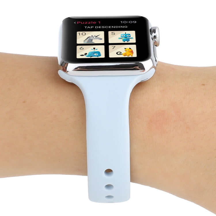 Lisslune | For Apple Watch 5 & 4 44mm / 3 & 2 & 1 42mm Thin Silicone Double Buckle Bracelet (Sky Blue)