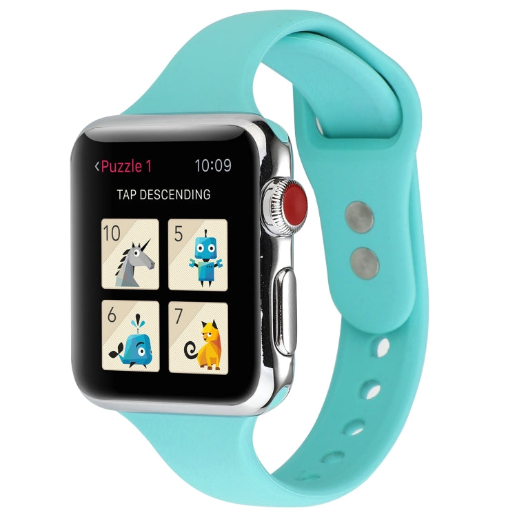 Lisslune | For Apple Watch 5 & 4 44mm / 3 & 2 & 1 42mm Thin Silicone Double Buckle Watch Band (Mint Green)