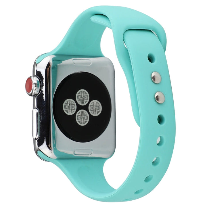 Lisslune | For Apple Watch 5 & 4 44mm / 3 & 2 & 1 42mm Thin Silicone Double Buckle Watch Band (Mint Green)