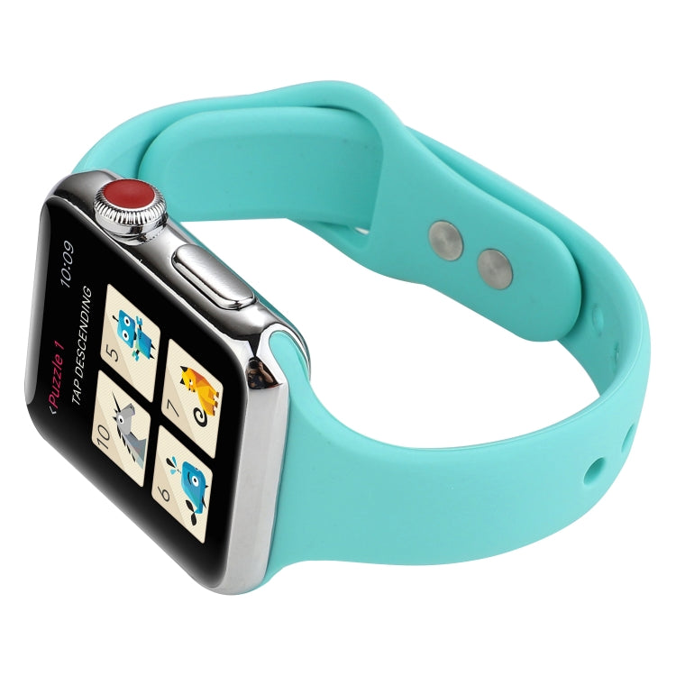 Lisslune | For Apple Watch 5 & 4 44mm / 3 & 2 & 1 42mm Thin Silicone Double Buckle Watch Band (Mint Green)