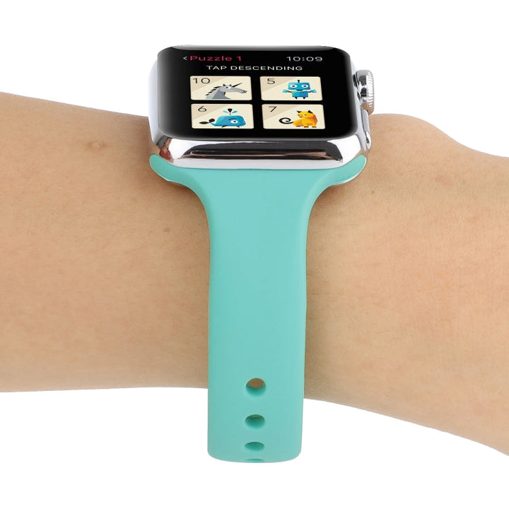 Lisslune | For Apple Watch 5 & 4 44mm / 3 & 2 & 1 42mm Thin Silicone Double Buckle Watch Band (Mint Green)