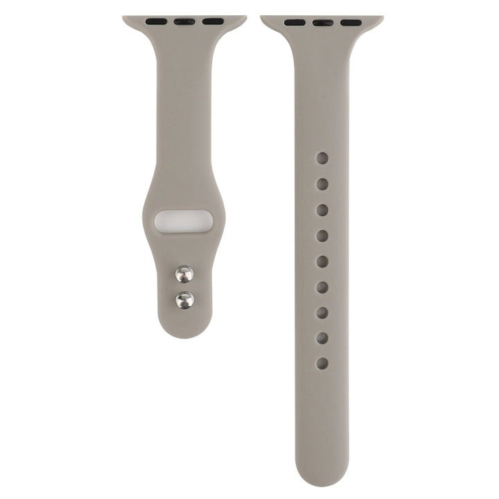 Lisslune | For Apple Watch 5 & 4 44mm / 3 & 2 & 1 42mm Thin Silicone Double Closure Watch Strap (Rock Grey)