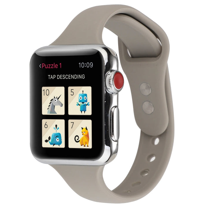 Lisslune | For Apple Watch 5 & 4 44mm / 3 & 2 & 1 42mm Thin Silicone Double Closure Watch Strap (Rock Grey)