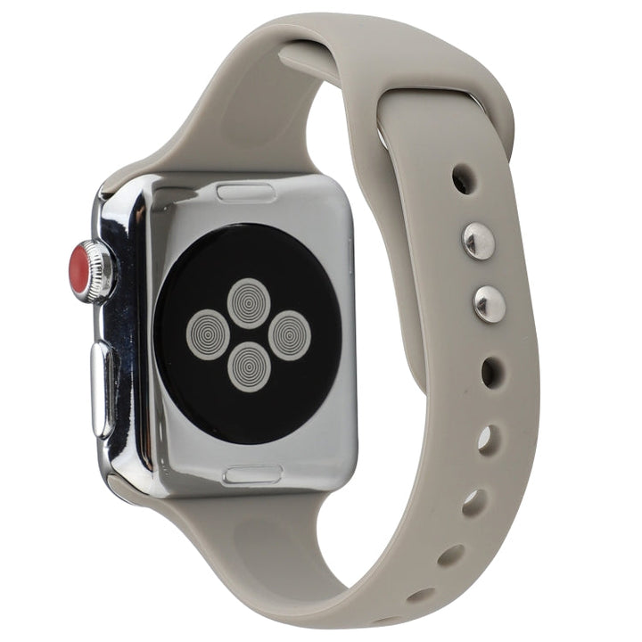Lisslune | For Apple Watch 5 & 4 44mm / 3 & 2 & 1 42mm Thin Silicone Double Closure Watch Strap (Rock Grey)