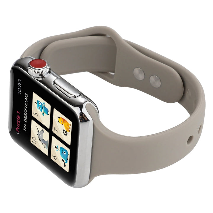 Lisslune | For Apple Watch 5 & 4 44mm / 3 & 2 & 1 42mm Thin Silicone Double Closure Watch Strap (Rock Grey)
