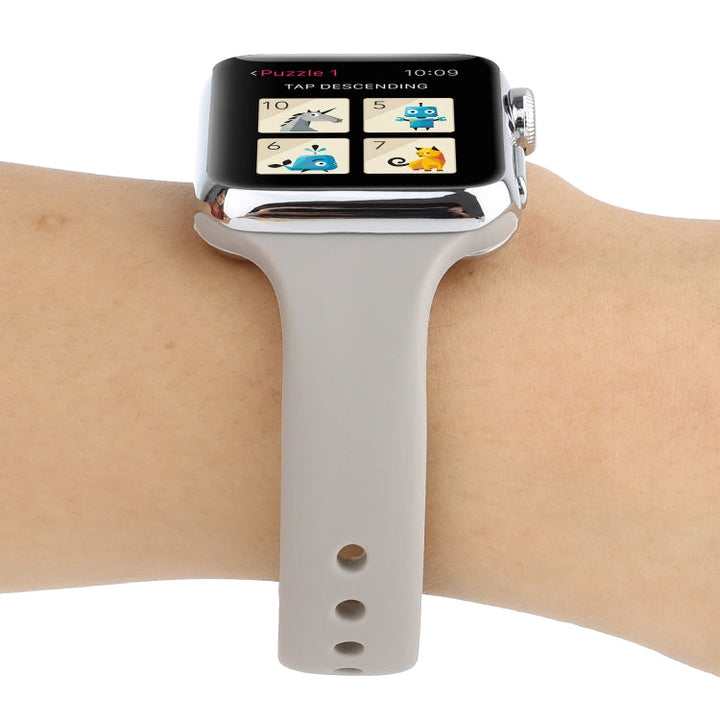 Lisslune | For Apple Watch 5 & 4 44mm / 3 & 2 & 1 42mm Thin Silicone Double Closure Watch Strap (Rock Grey)