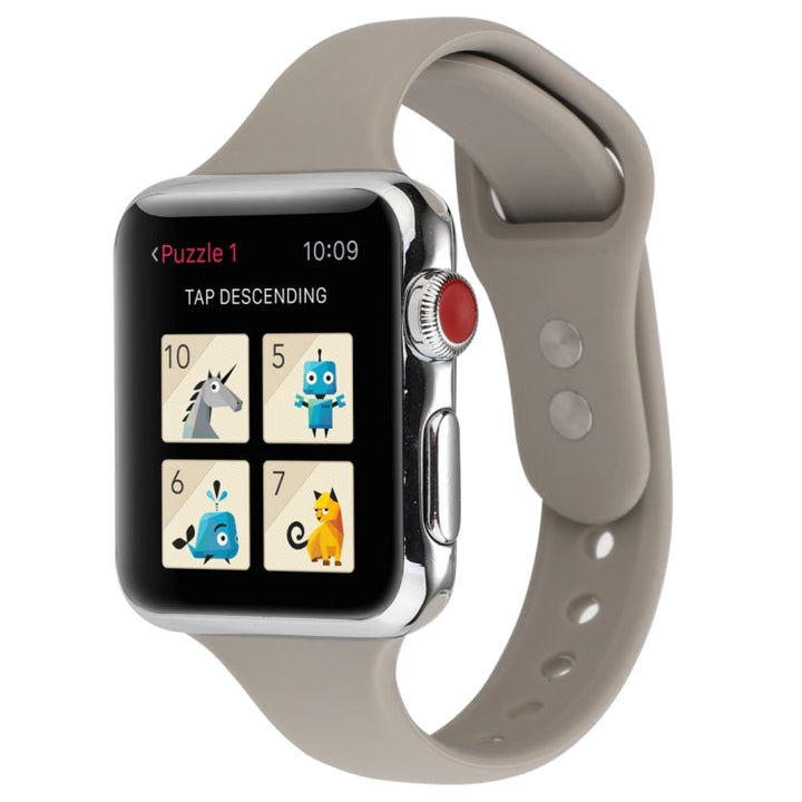 Lisslune | For Apple Watch 5 & 4 44mm / 3 & 2 & 1 42mm Thin Silicone Double Closure Watch Strap (Rock Grey)