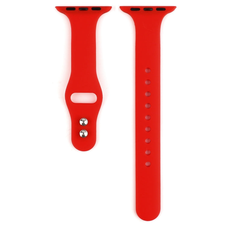 Lisslune | For Apple Watch 5 & 4 44mm / 3 & 2 & 1 42mm Thin Silicone Double Buckle Watch Strap (Country Red)