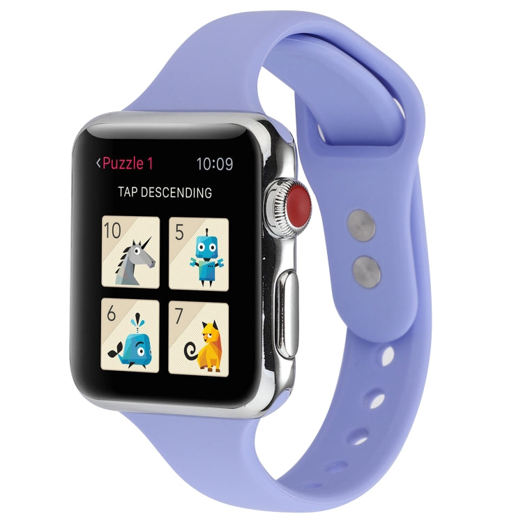 Lisslune | For Apple Watch 5 & 4 44mm / 3 & 2 & 1 42mm Slim Silicone Double Closure Watch Band (Lilac)