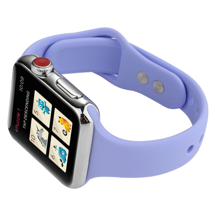 Lisslune | For Apple Watch 5 & 4 44mm / 3 & 2 & 1 42mm Slim Silicone Double Closure Watch Band (Lilac)