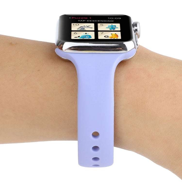 Lisslune | For Apple Watch 5 & 4 44mm / 3 & 2 & 1 42mm Slim Silicone Double Closure Watch Band (Lilac)