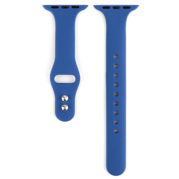 Lisslune | For Apple Watch 5 & 4 44mm / 3 & 2 & 1 42mm Thin Silicone Double Buckle Watch Strap (Royal Blue)