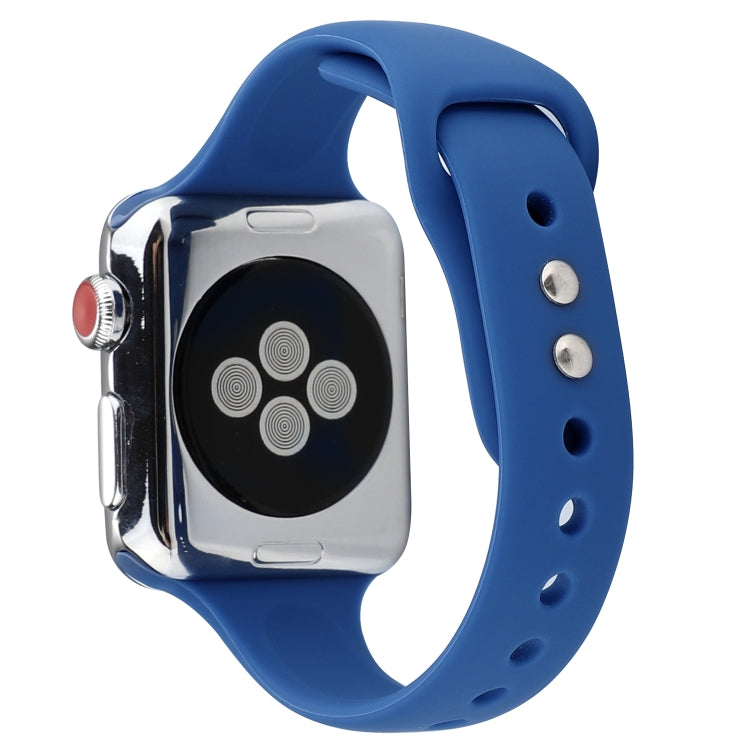 Lisslune | For Apple Watch 5 & 4 44mm / 3 & 2 & 1 42mm Thin Silicone Double Buckle Watch Strap (Royal Blue)