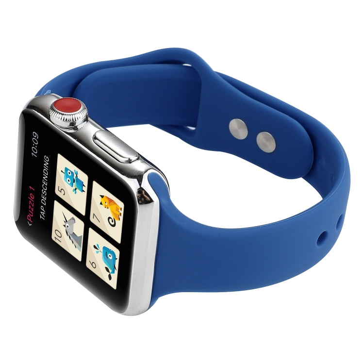 Lisslune | For Apple Watch 5 & 4 44mm / 3 & 2 & 1 42mm Thin Silicone Double Buckle Watch Strap (Royal Blue)