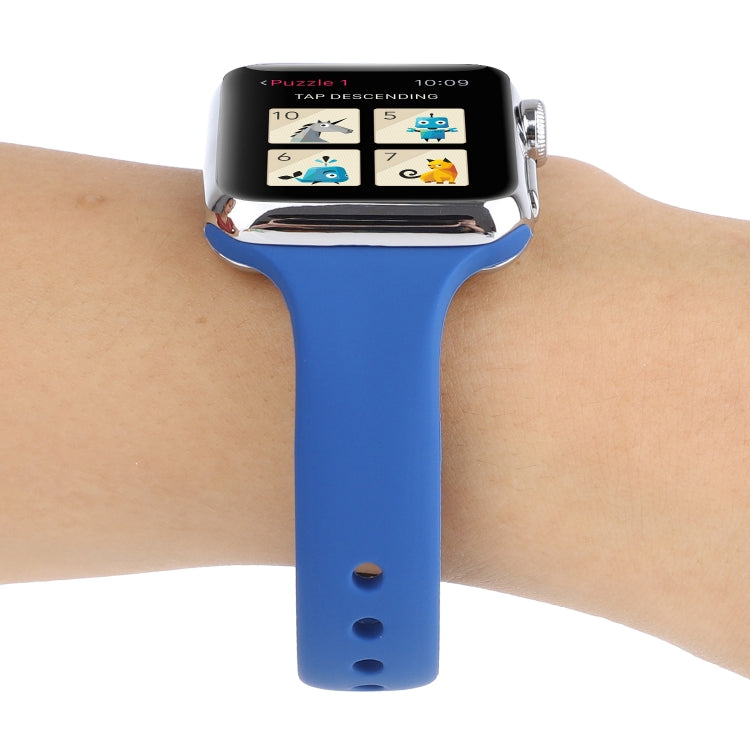 Lisslune | For Apple Watch 5 & 4 44mm / 3 & 2 & 1 42mm Thin Silicone Double Buckle Watch Strap (Royal Blue)