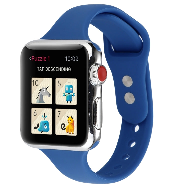 Lisslune | For Apple Watch 5 & 4 44mm / 3 & 2 & 1 42mm Thin Silicone Double Buckle Watch Strap (Royal Blue)