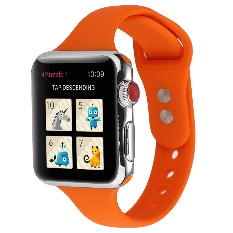 Lisslune | For Apple Watch 5 & 4 44mm / 3 & 2 & 1 42mm Thin Silicone Double Closure Watch Band (Orange)