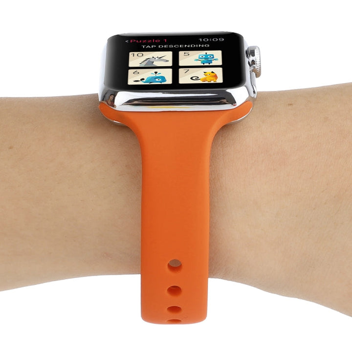 Lisslune | For Apple Watch 5 & 4 44mm / 3 & 2 & 1 42mm Thin Silicone Double Closure Watch Band (Orange)