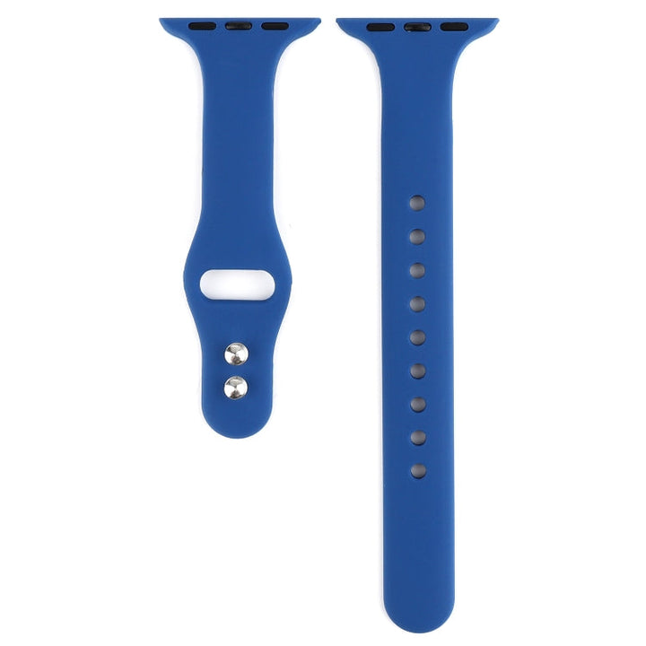 Lisslune | For Apple Watch 5 & 4 44mm / 3 & 2 & 1 42mm Thin Silicone Double Closure Watch Band (Ceramic Blue)