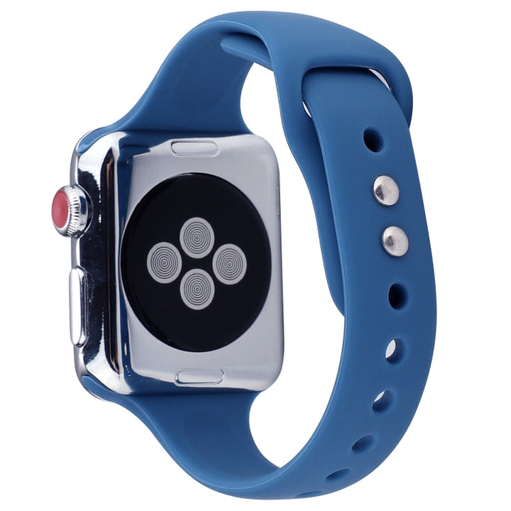 Lisslune | For Apple Watch 5 & 4 44mm / 3 & 2 & 1 42mm Thin Silicone Double Closure Watch Band (Ceramic Blue)