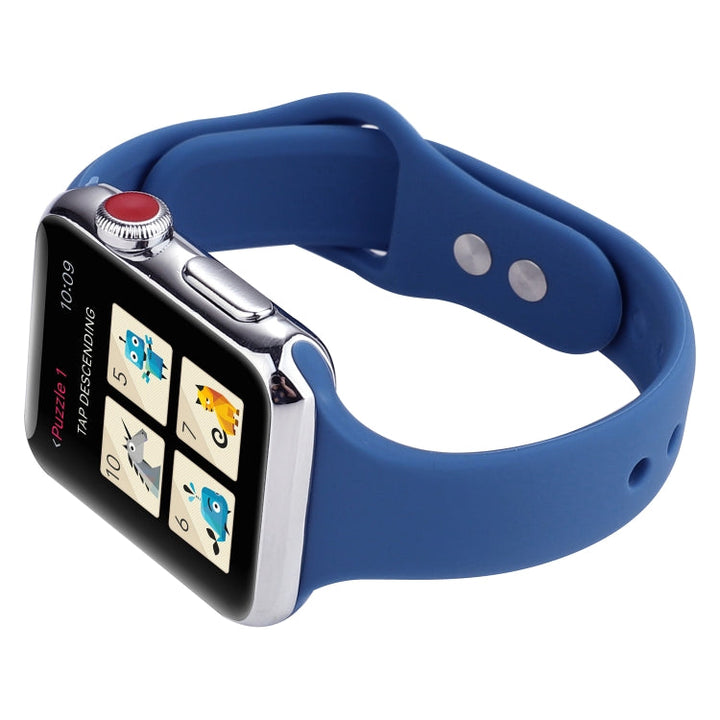 Lisslune | For Apple Watch 5 & 4 44mm / 3 & 2 & 1 42mm Thin Silicone Double Closure Watch Band (Ceramic Blue)