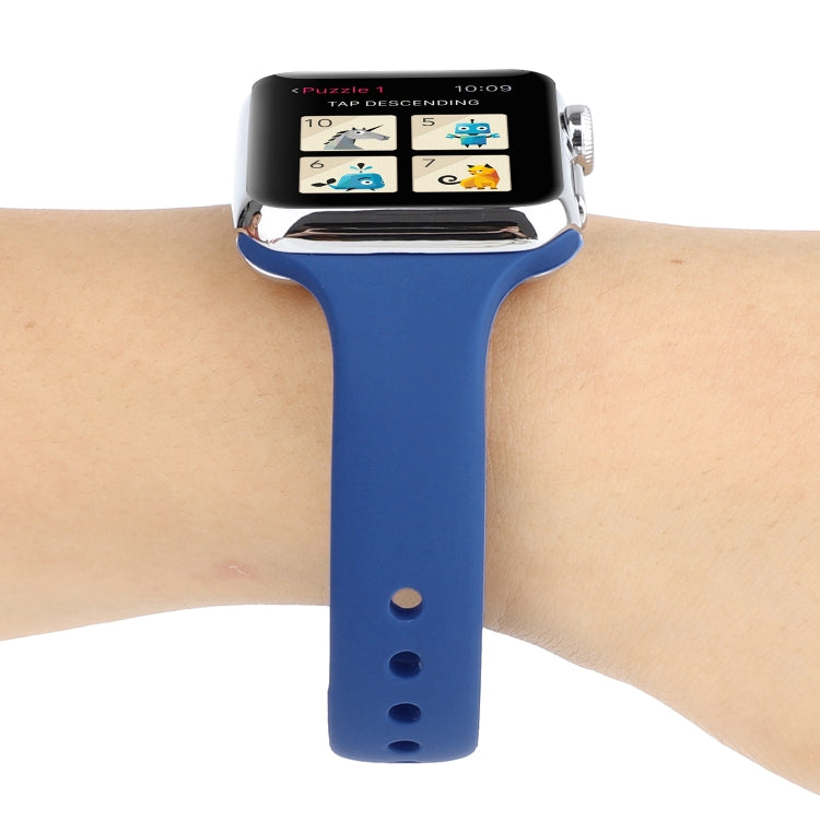 Lisslune | For Apple Watch 5 & 4 44mm / 3 & 2 & 1 42mm Thin Silicone Double Closure Watch Band (Ceramic Blue)