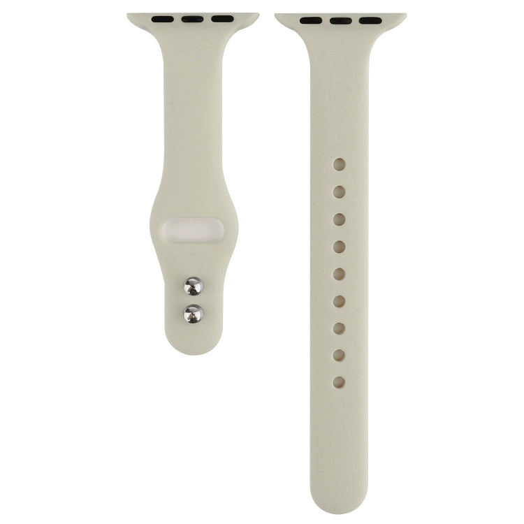 Lisslune | For Apple Watch 5 & 4 44mm / 3 & 2 & 1 42mm Thin Silicone Double Buckle Watch Band (Retro White)
