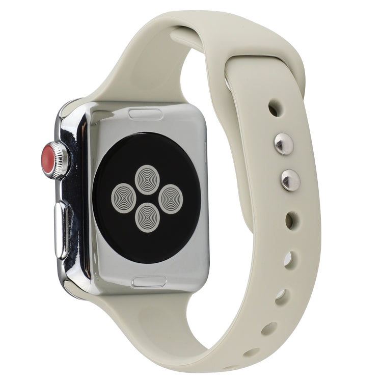 Lisslune | For Apple Watch 5 & 4 44mm / 3 & 2 & 1 42mm Thin Silicone Double Buckle Watch Band (Retro White)