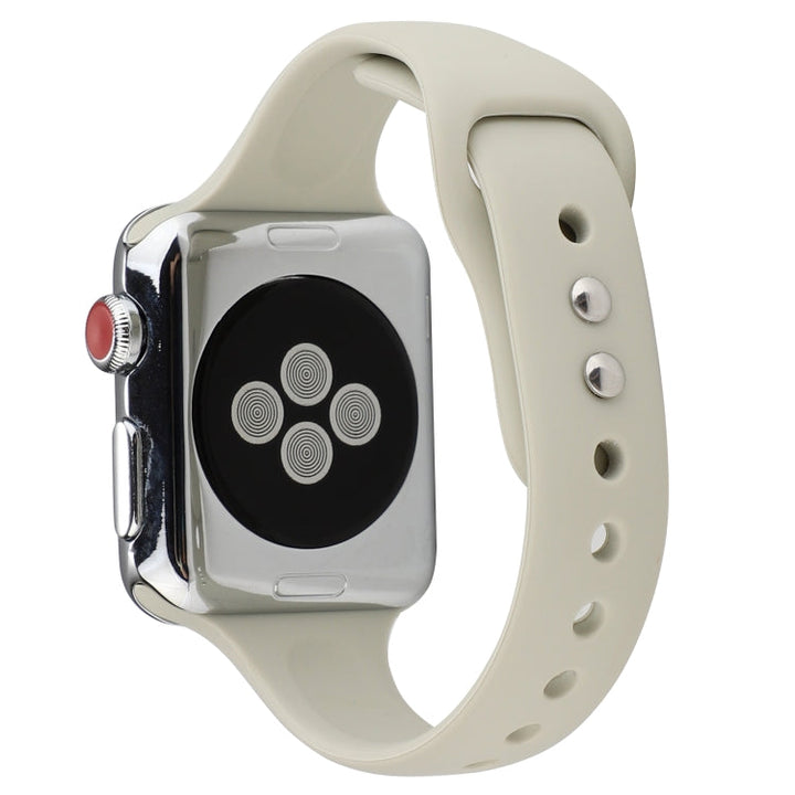 Lisslune | For Apple Watch 5 & 4 44mm / 3 & 2 & 1 42mm Thin Silicone Double Buckle Watch Band (Retro White)
