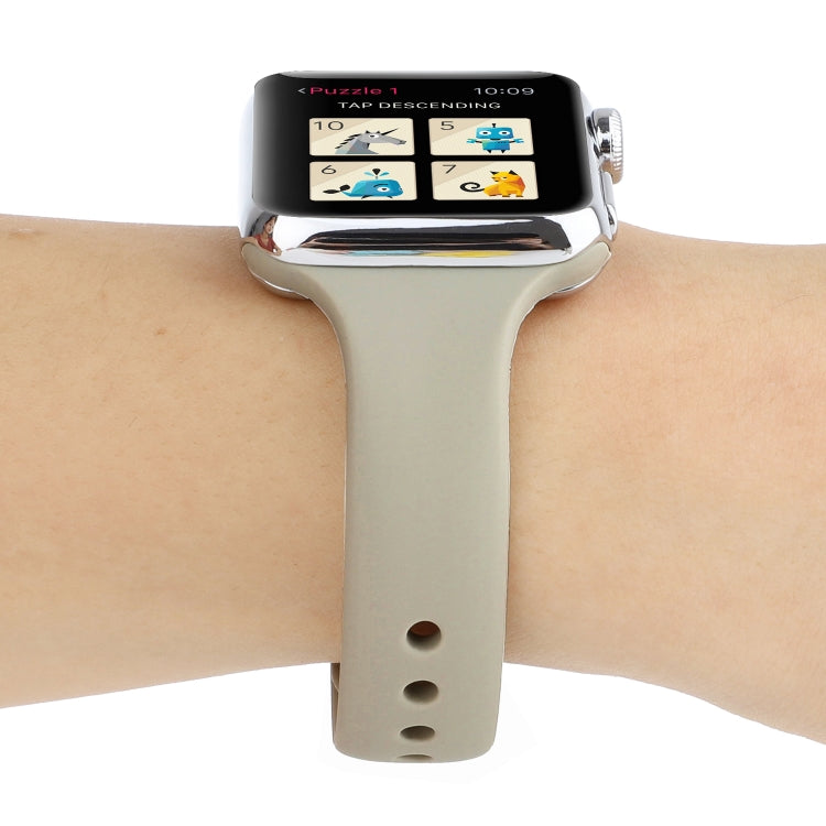 Lisslune | For Apple Watch 5 & 4 44mm / 3 & 2 & 1 42mm Thin Silicone Double Buckle Watch Band (Retro White)