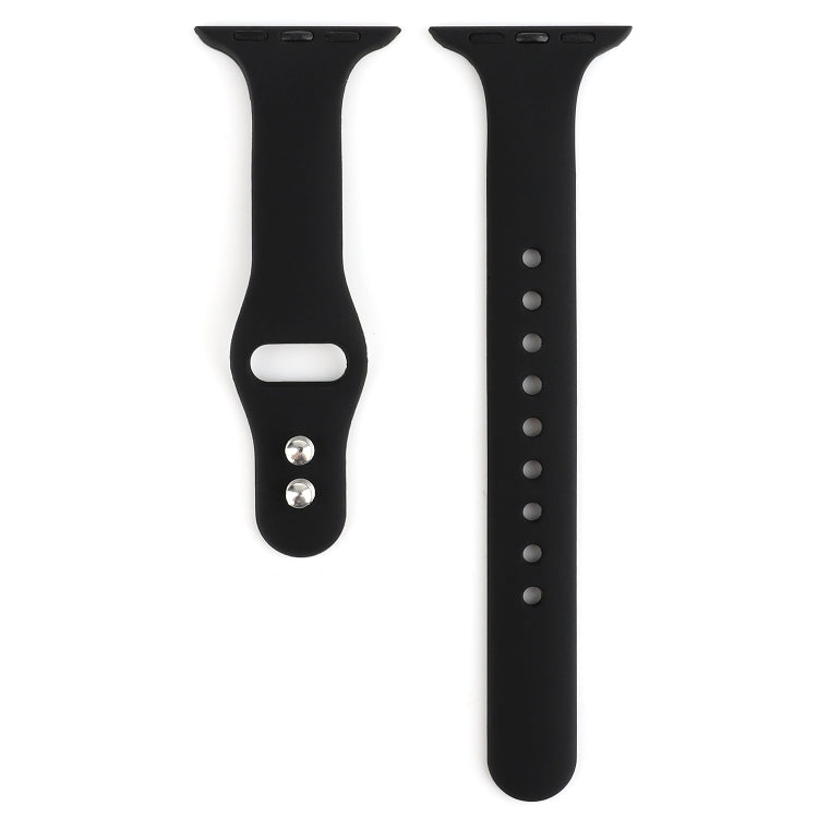 Lisslune | For Apple Watch 5 & 4 44mm / 3 & 2 & 1 42mm Thin Silicone Double Buckle Watch Band (Black)
