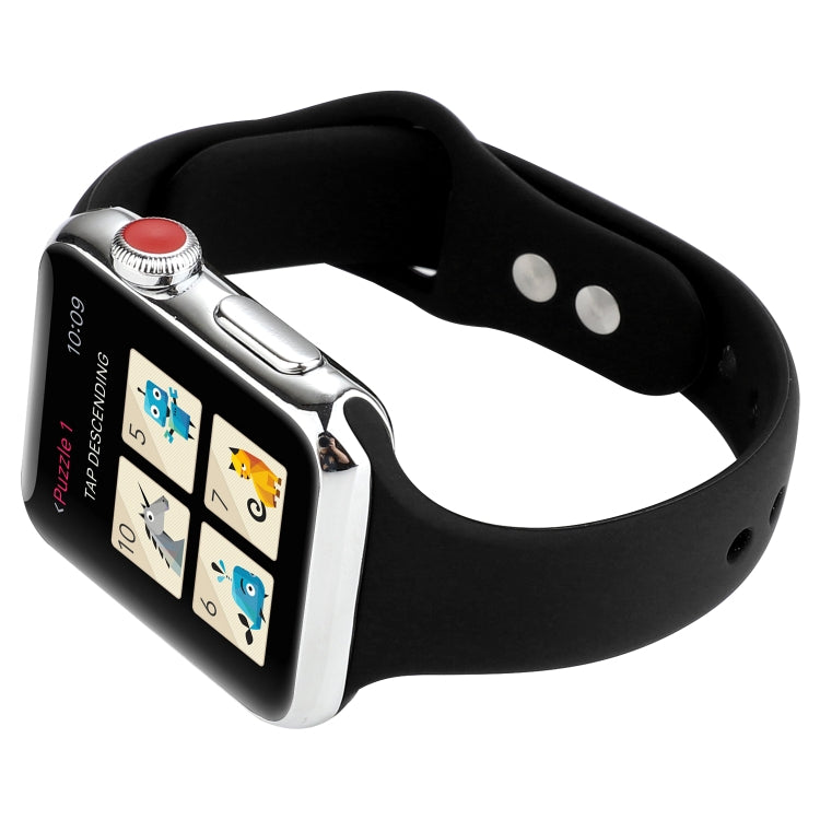 Lisslune | For Apple Watch 5 & 4 44mm / 3 & 2 & 1 42mm Thin Silicone Double Buckle Watch Band (Black)