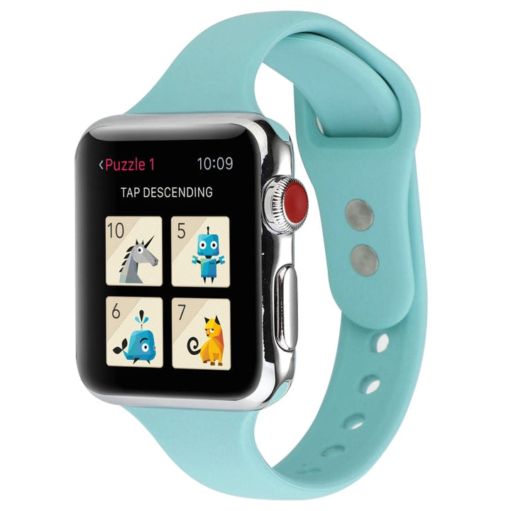 Lisslune | For Apple Watch 5 & 4 44mm / 3 & 2 & 1 42mm Thin Silicone Double Closure Band (Amber Green)