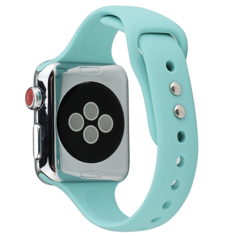 Lisslune | For Apple Watch 5 & 4 44mm / 3 & 2 & 1 42mm Thin Silicone Double Closure Band (Amber Green)